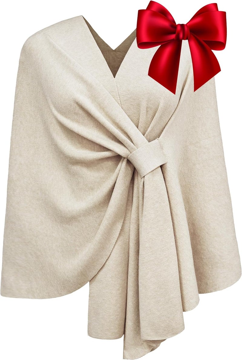 Puli Women's Elegant Shawl Wraps Soft Open Front Poncho Sweater for Spring Fall Winter - Image 1